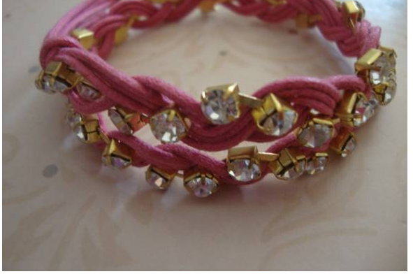 Pulseira Duo Strass Rosa